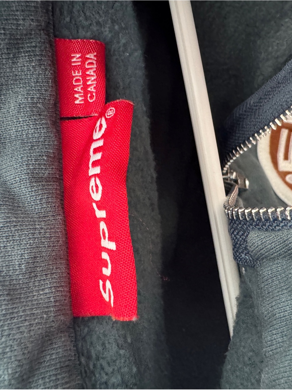 Supreme Two-Tone Half-Zip Sweatshirt in Brown and Gray-Blue - Picture 9 of 10